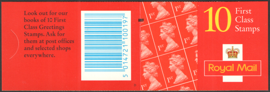 (image for) HD47 / DB17(43) + BMB De La Rue 10 x 1st Class Barcode Booklet
